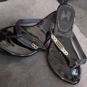 Guess Black and Gold Chain Detail Sandals